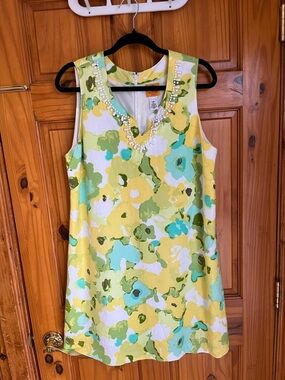 Ruby Rd. Yellow and White Embellished Petite Dress
